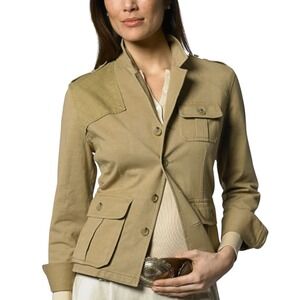 Ralph Lauren Polo Safari Women's Blazer Military Style Retro Camel 100% Cotton M